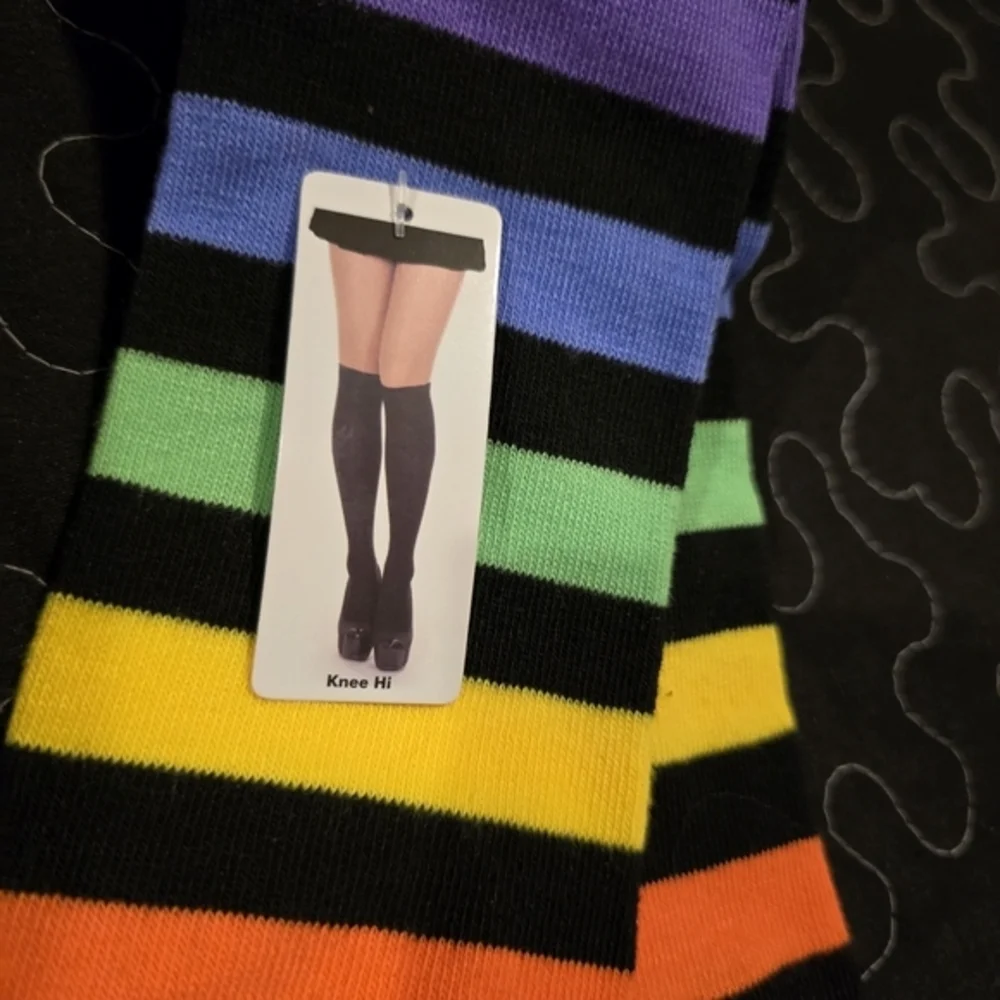 Women's Multicolor Striped‎ Knee High Socks Leggings Costume NWT Size 4-10